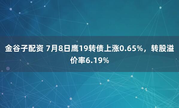 金谷子配资 7月8日鹰19转债上涨0.65%，转股溢价率6.19%